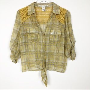 American Rag Boho Crop Button Down Blouse